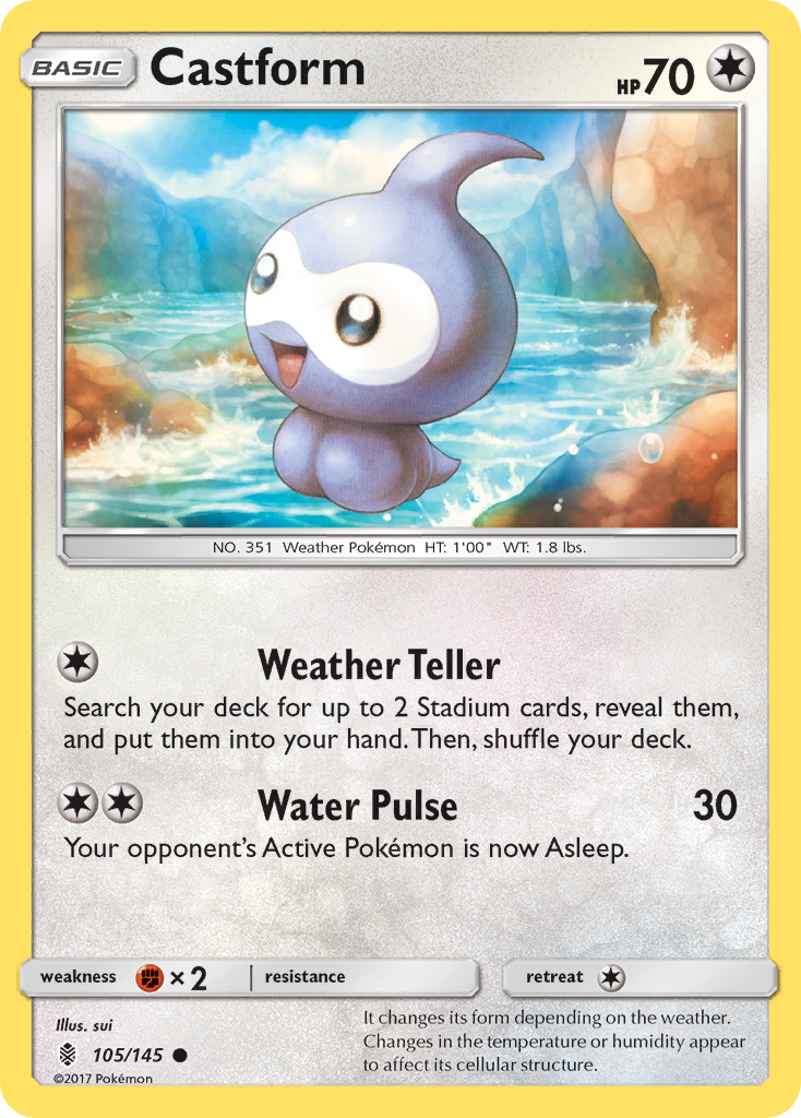 Castform 105 SM - Guardians Rising Common Lightly Played