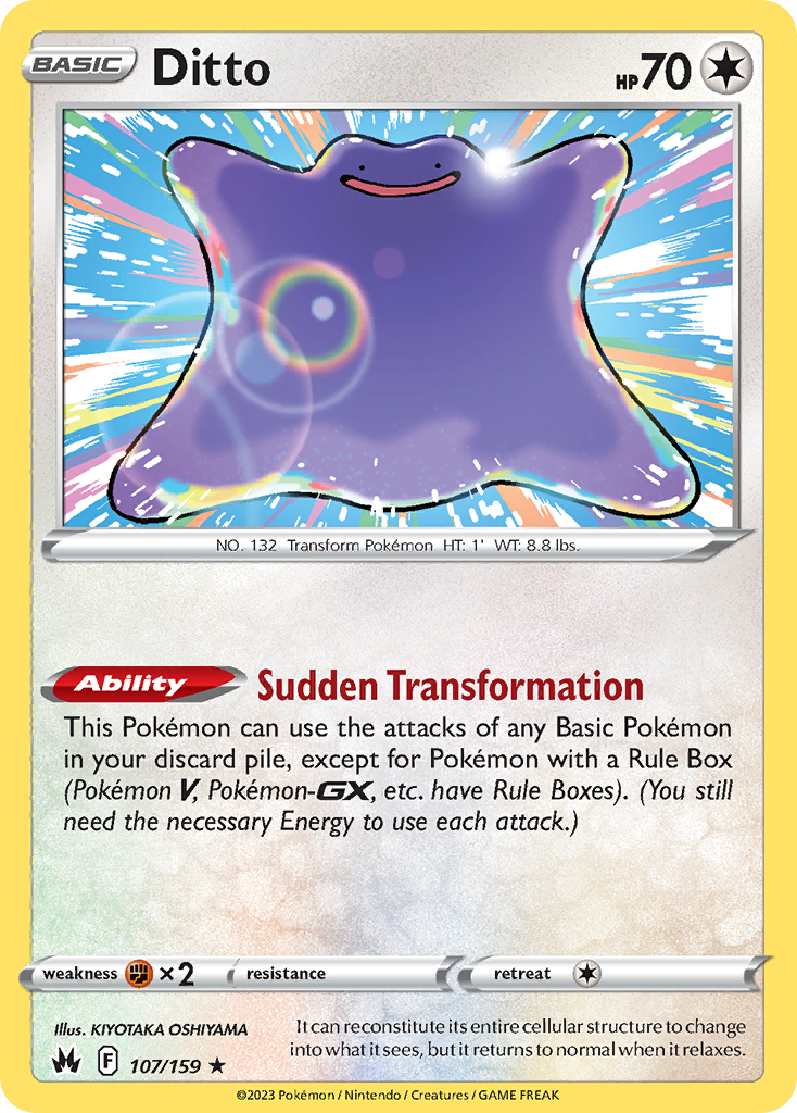 Ditto 107 Crown Zenith Holo Rare Lightly Played