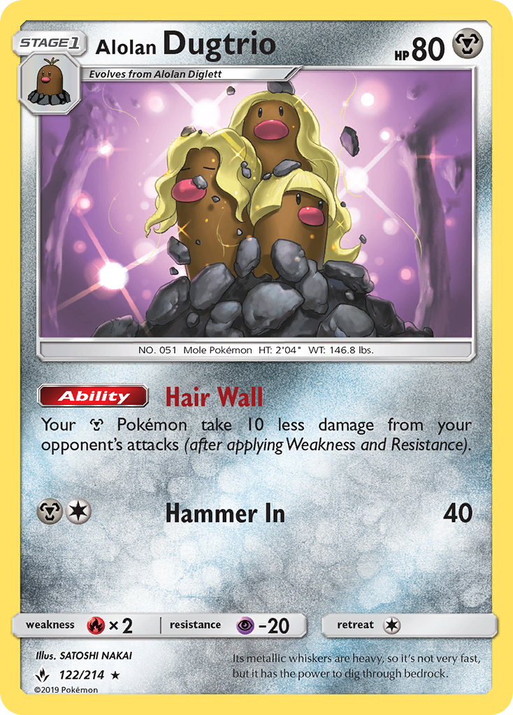 Alolan Dugtrio 122 Sun & Moon: Unbroken Bonds Rare Near Mint