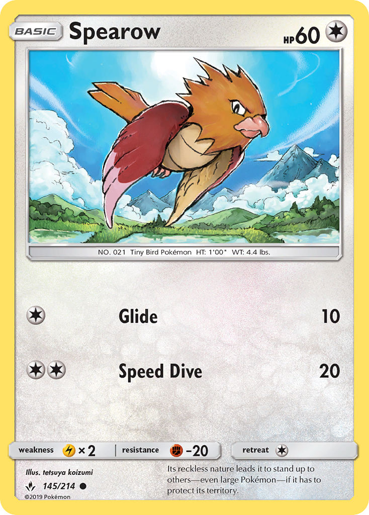 Spearow 145 SM - Unbroken Bonds Common Lightly Played