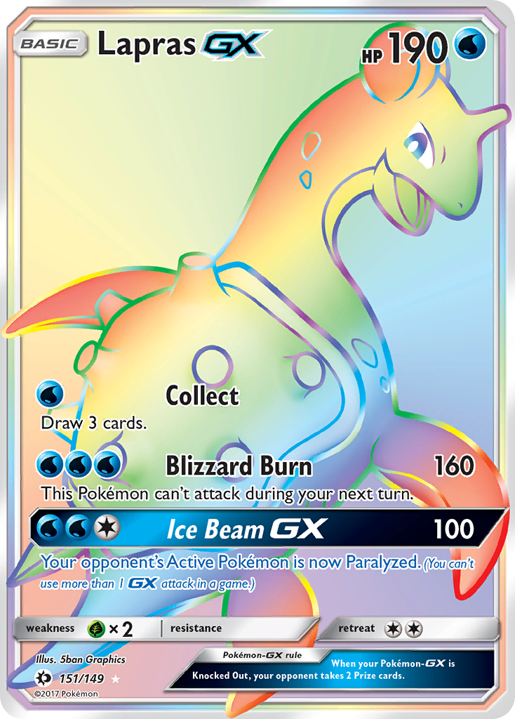 Lapras GX 151 SM Base Set Secret Rare