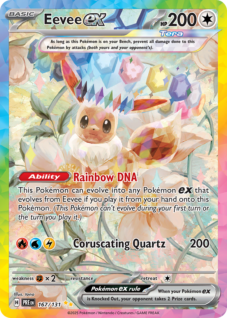 Eevee ex 167 SV: Prismatic Evolutions Special Illustration Rare Lightly Played