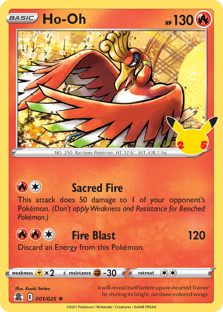 Ho-Oh 001 Celebrations Holo Rare Lightly Played