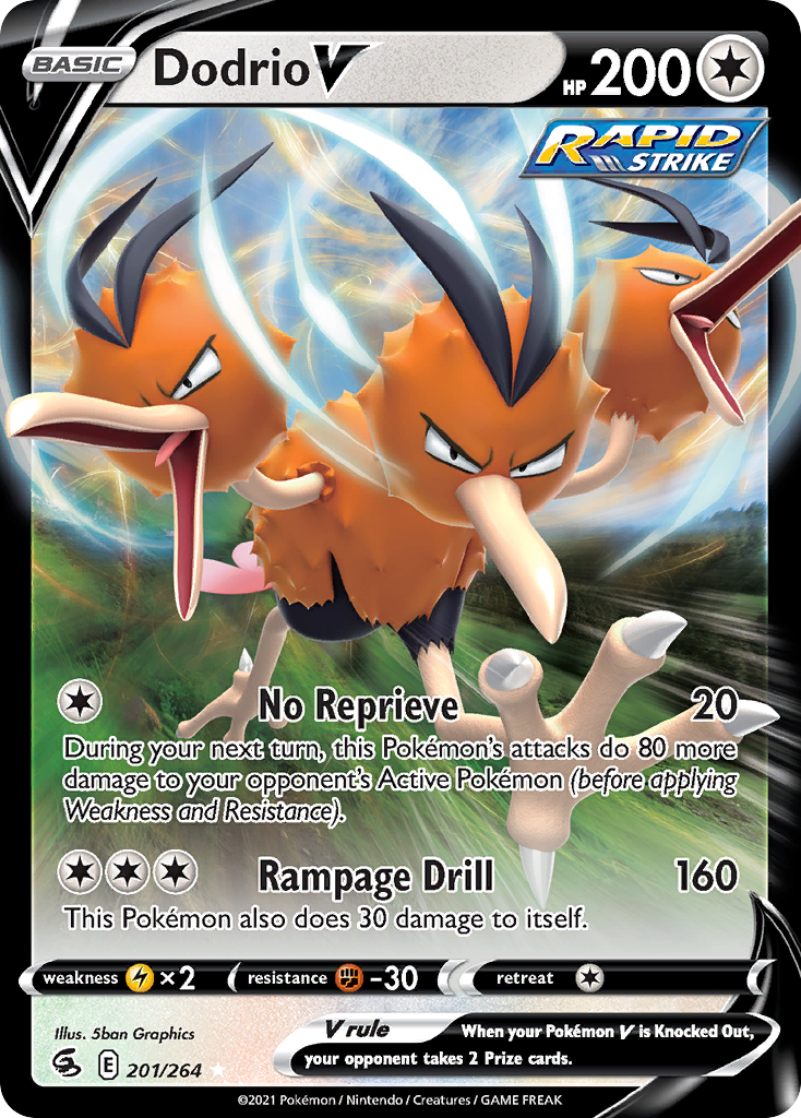 Dodrio V 201 SWSH08: Fusion Strike Ultra Rare Lightly Played