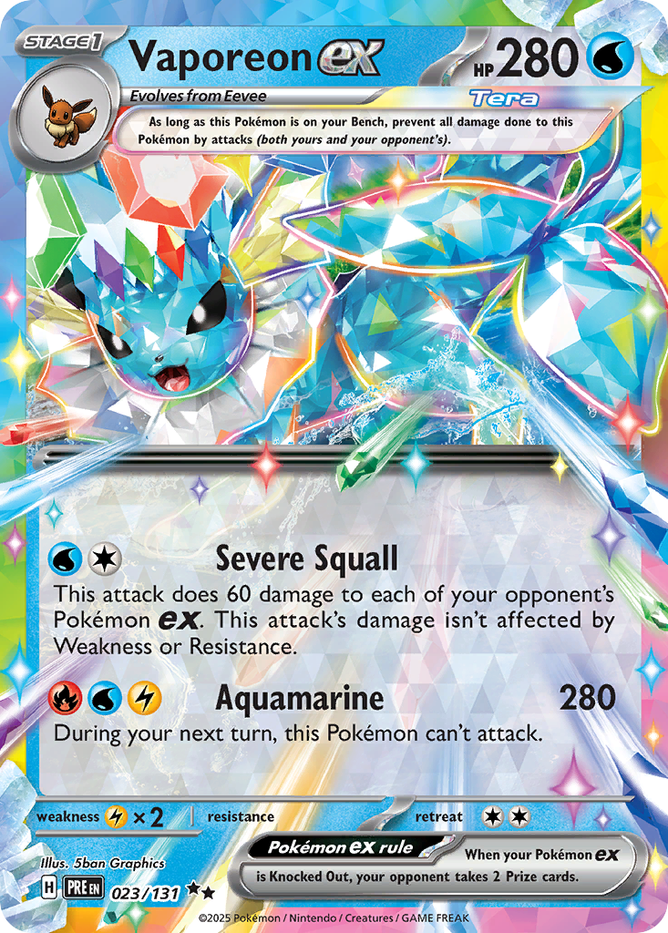 Vaporeon ex 023 SV: Prismatic Evolutions Double Rare Lightly Played