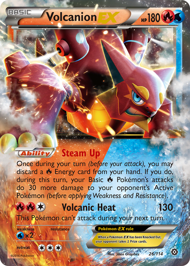 Volcanion EX 26 XY - Steam Siege Ultra Rare Lightly Played