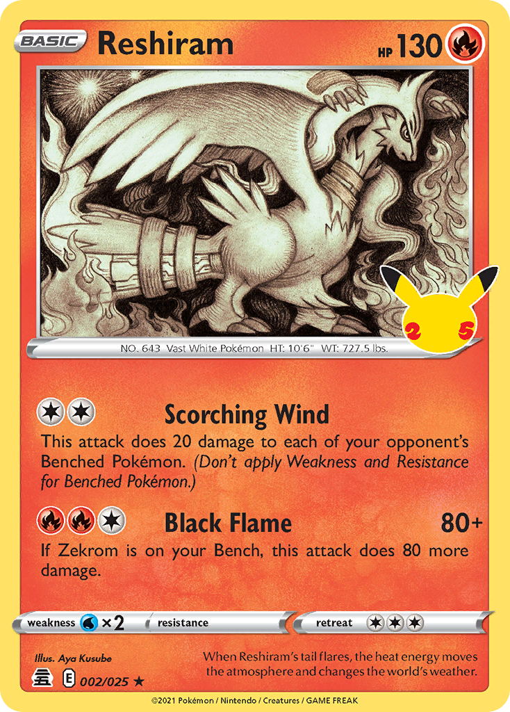 Reshiram 002 Celebrations Holo Rare
