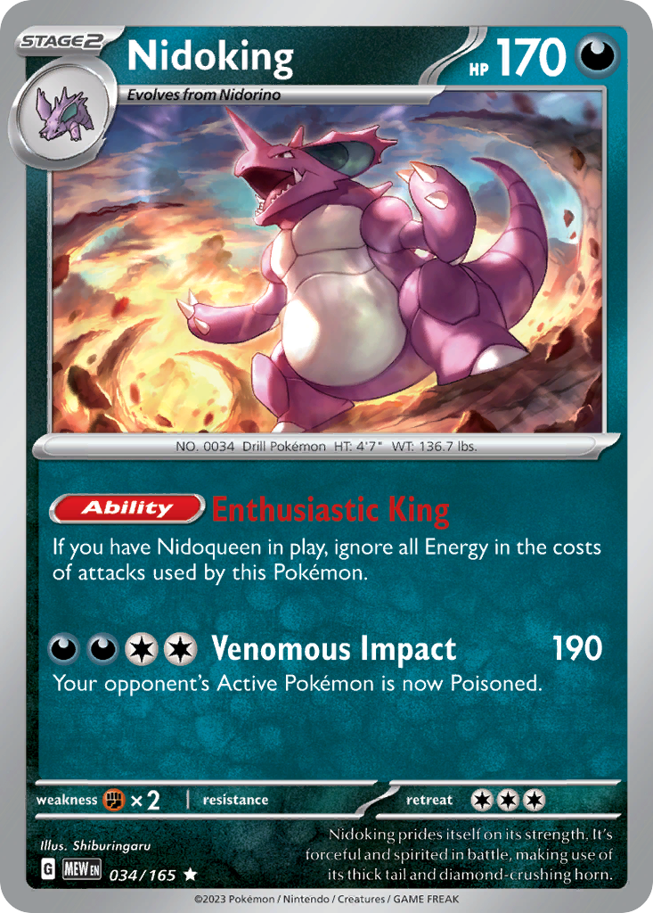 Nidoking 034 SV: Scarlet & Violet 151 Rare Lightly Played