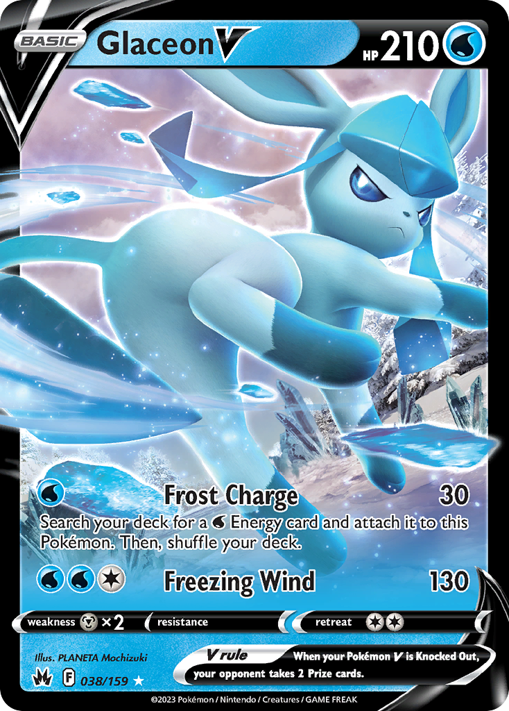 Glaceon V 038 Crown Zenith Ultra Rare Lightly Played