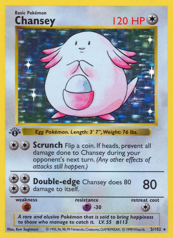 Chansey 003 Base Set (Shadowless) Holo Rare