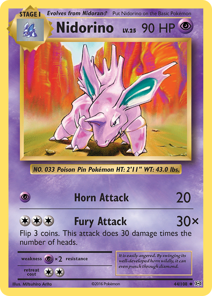 Nidorino 44 XY - Evolutions Uncommon Lightly Played