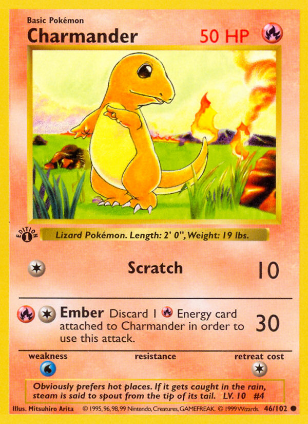 Charmander 046 Base Set (Shadowless) Common Lightly Played