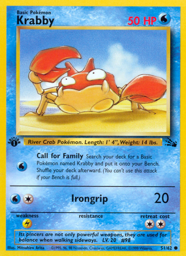 Krabby 51 Fossil Common Lightly Played