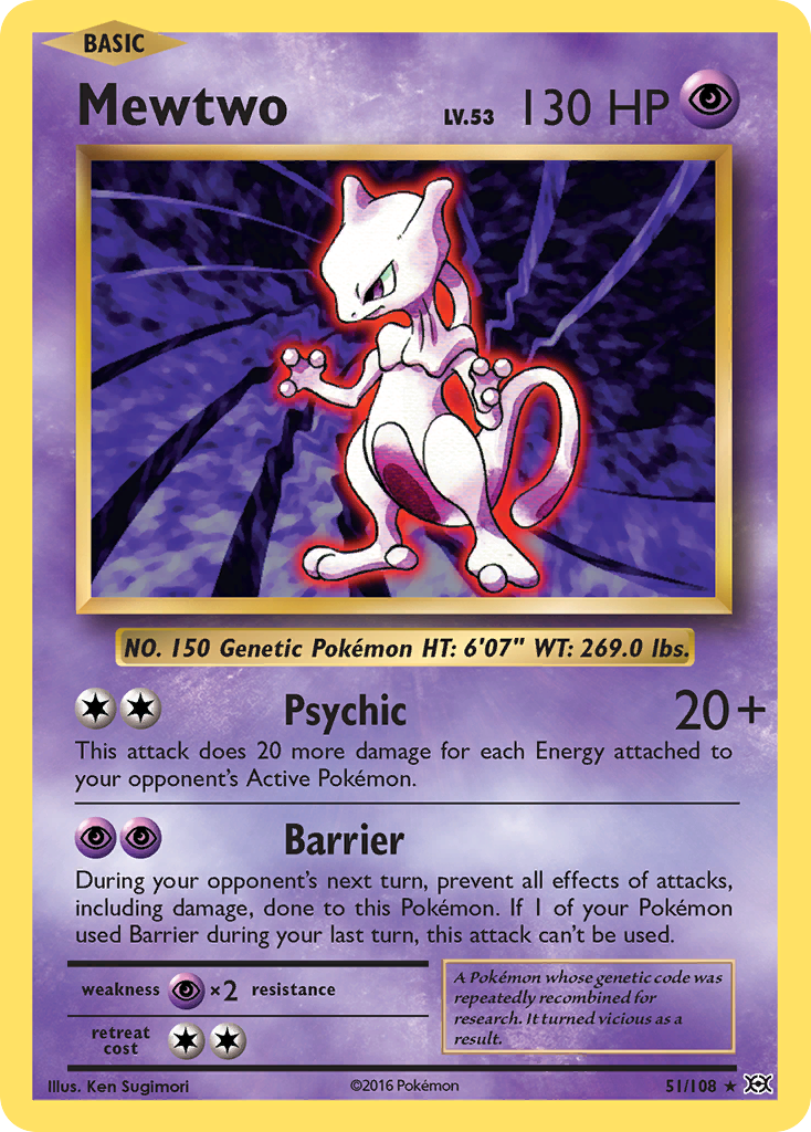 Mewtwo 51 XY - Evolutions Rare Lightly Played