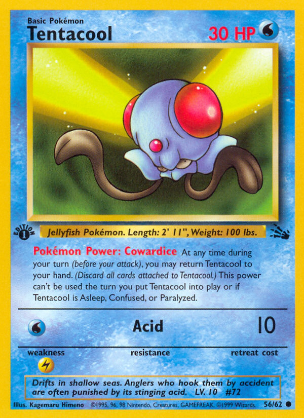 Tentacool 56 Fossil Common Near Mint