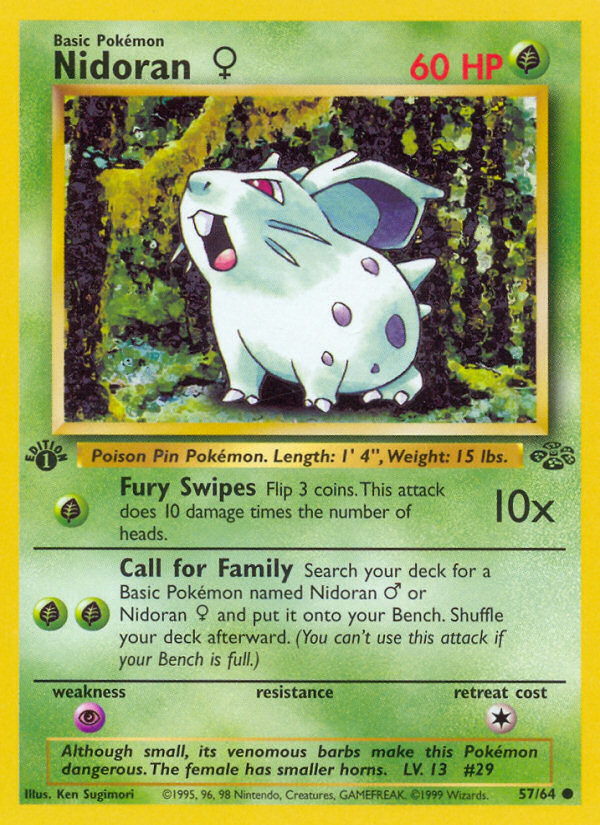 Nidoran F 57 Jungle Common Near Mint