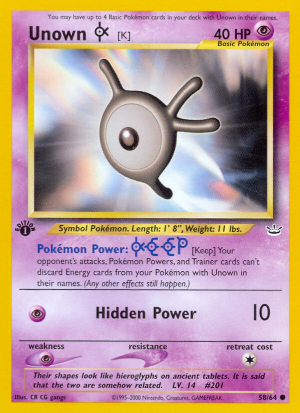 Unown 58 Neo Revelation Common Near Mint