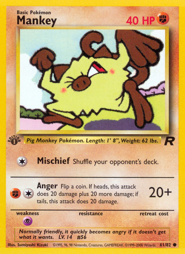 Mankey 61 Team Rocket Common Near Mint