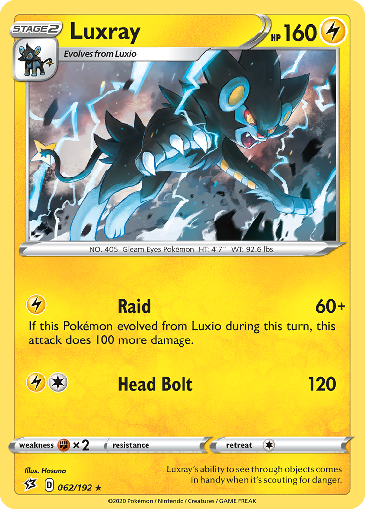 Luxray 062 SWSH02: Rebel Clash Holo Rare Lightly Played