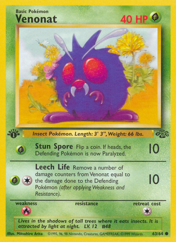 Venonat 63 Jungle Common Lightly Played