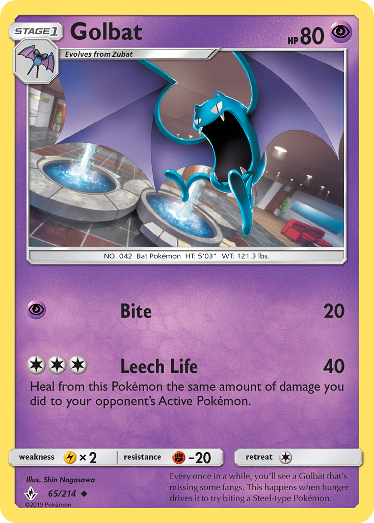 Golbat 65 SM - Unbroken Bonds Uncommon Lightly Played
