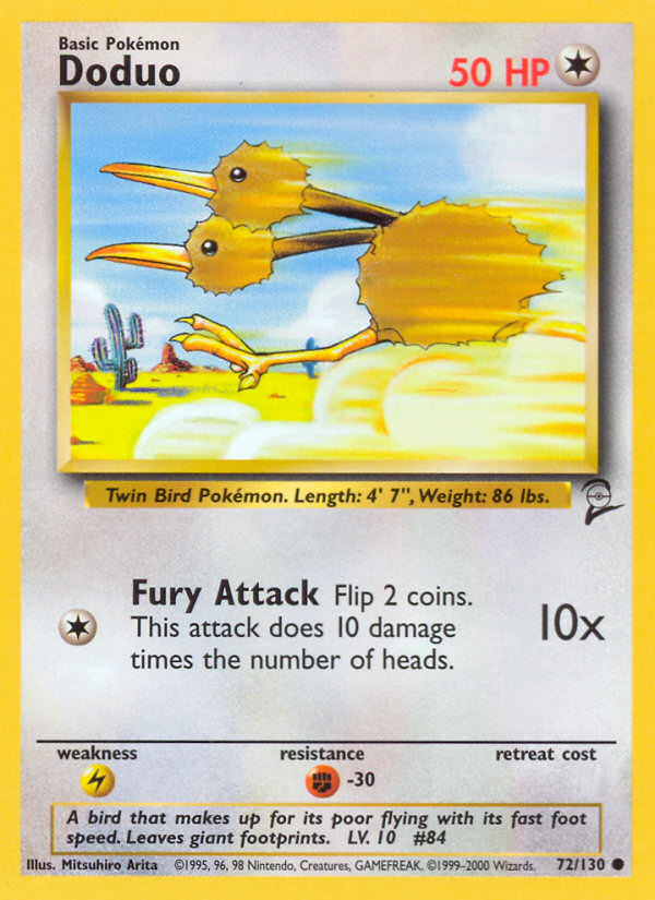 Doduo 072 Base Set 2 Common Lightly Played