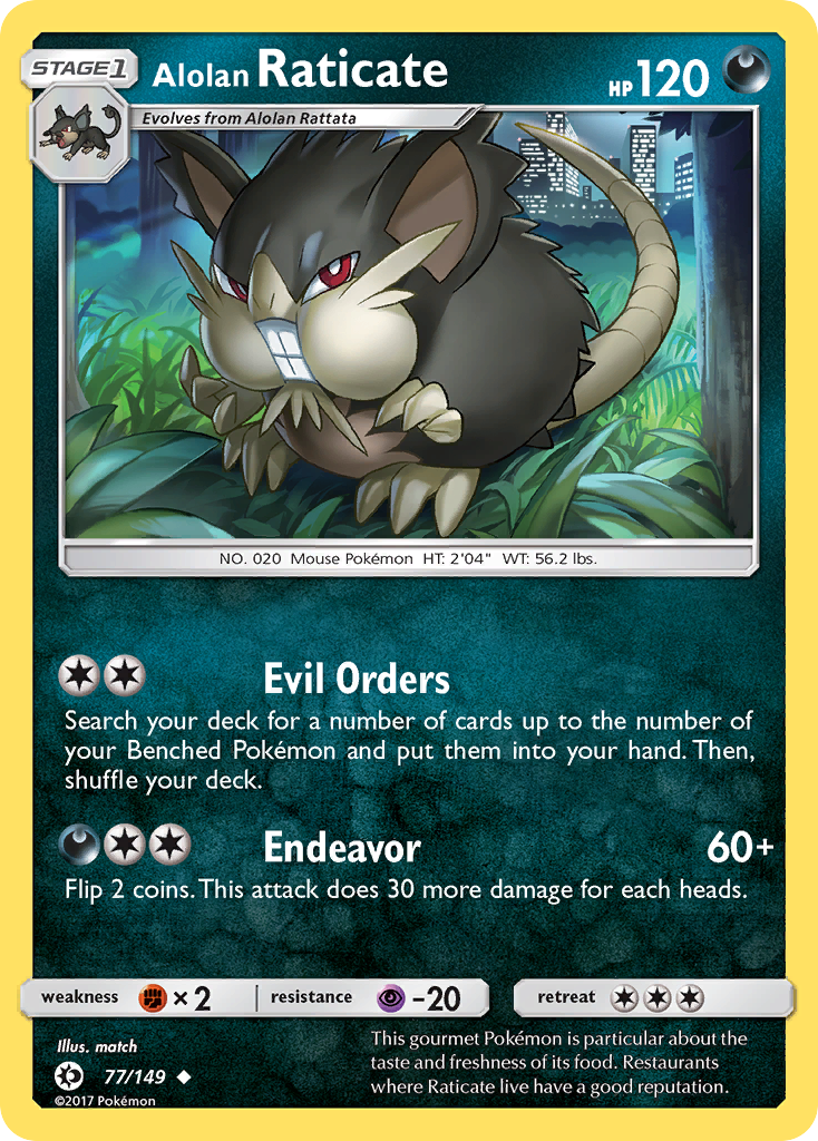 Alolan Raticate 77 SM Base Set Uncommon Lightly Played