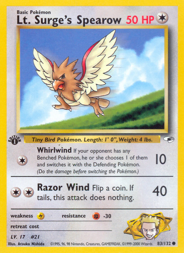 Lt. Surge's Spearow 083 Gym Heroes Common