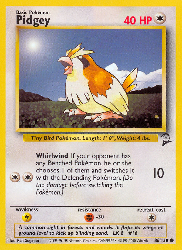 Pidgey 086 Base Set 2 Common Lightly Played