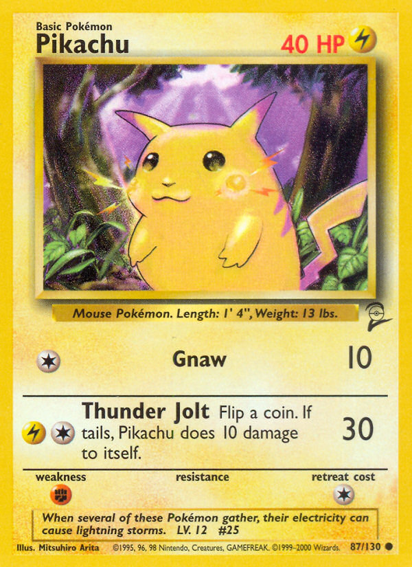 Pikachu 087 Base Set 2 Common Lightly Played