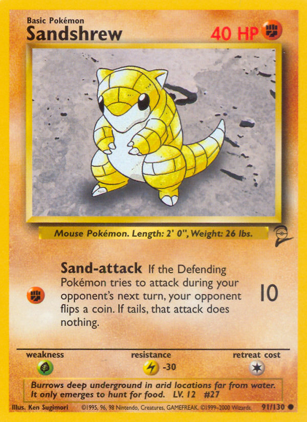 Sandshrew 091 Base Set 2 Common Near Mint