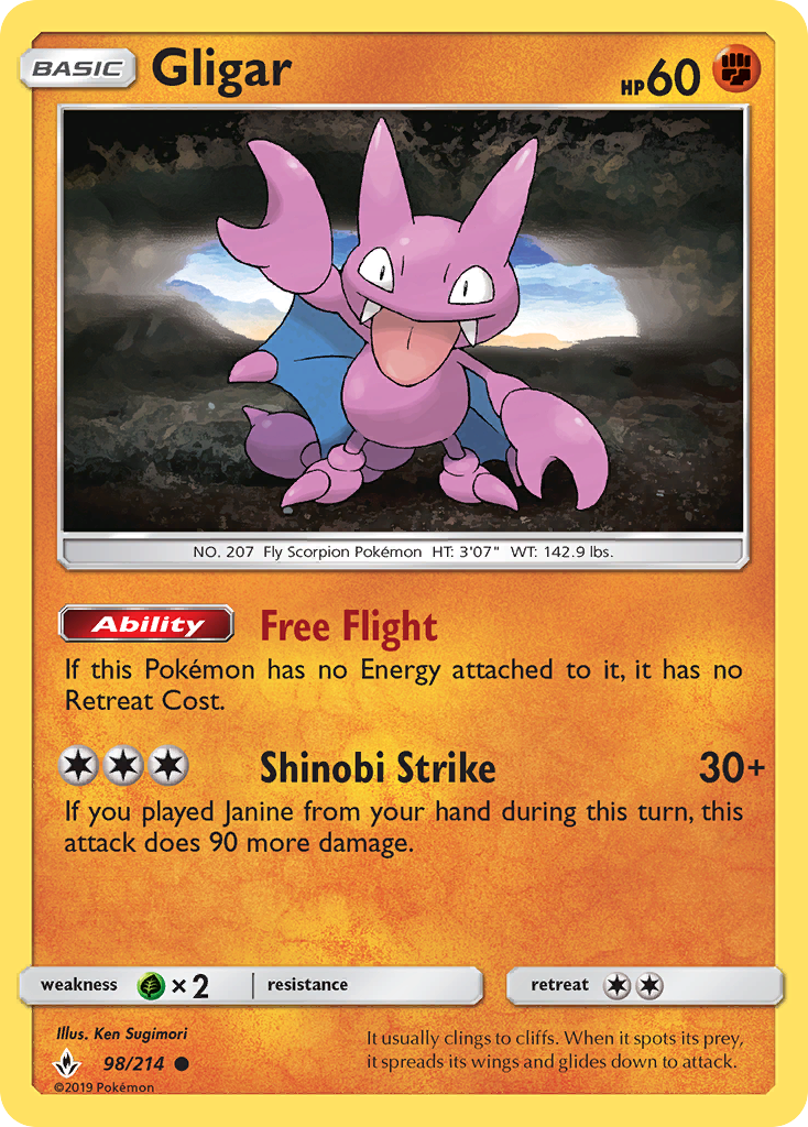 Gligar 98 SM - Unbroken Bonds Common Lightly Played