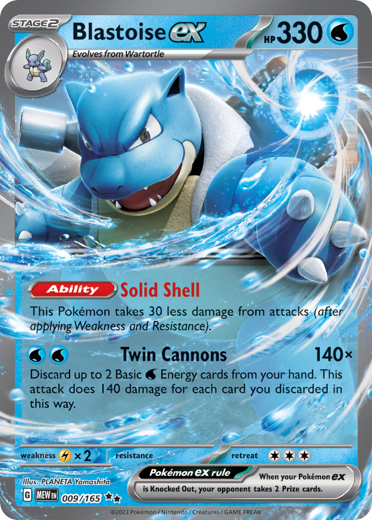Blastoise ex 009 SV: Scarlet & Violet 151 Double Rare Lightly Played