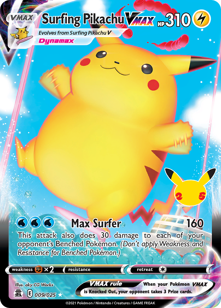 Surfing Pikachu VMAX 009 Celebrations Ultra Rare