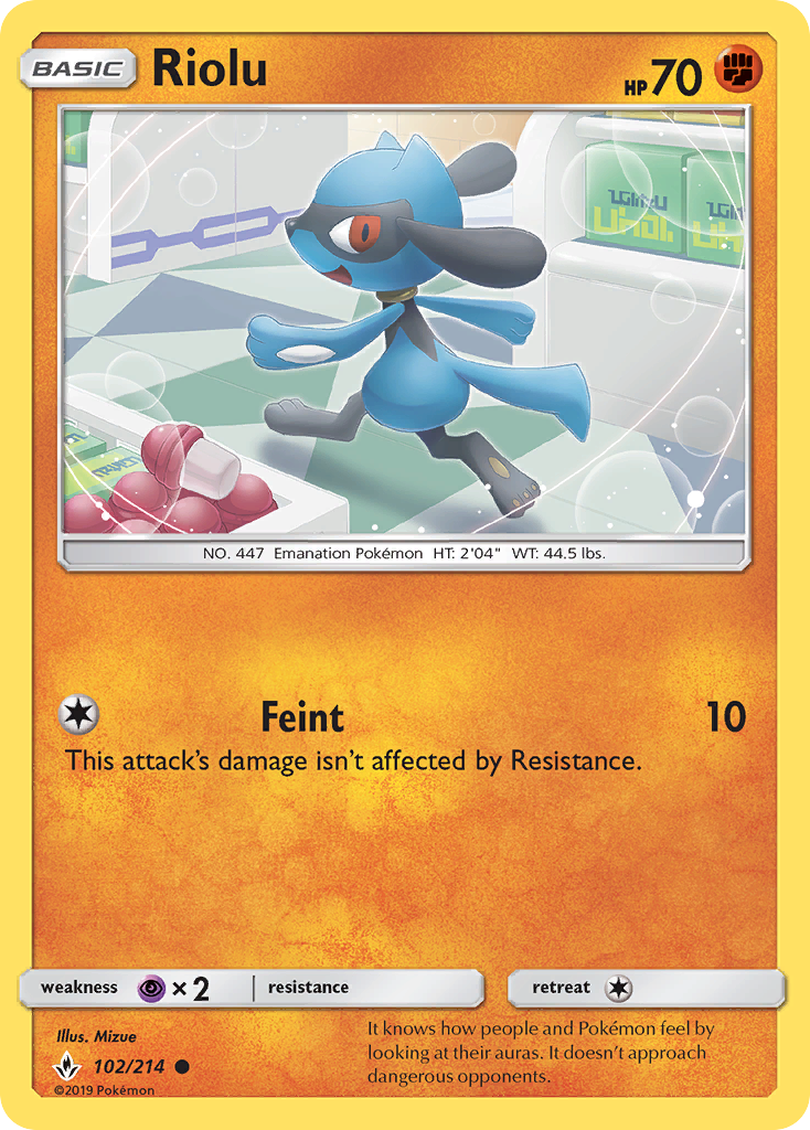 Riolu 102 SM - Unbroken Bonds Common Lightly Played