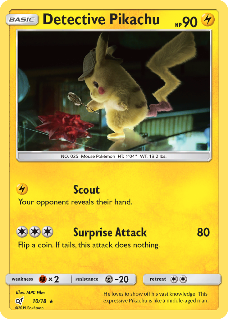 Detective Pikachu 10 Detective Pikachu Rare Lightly Played