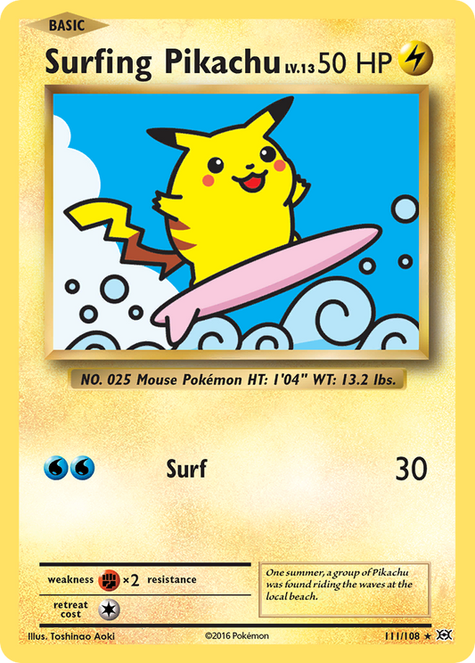 Surfing Pikachu 111 XY Evolutions Secret Rare