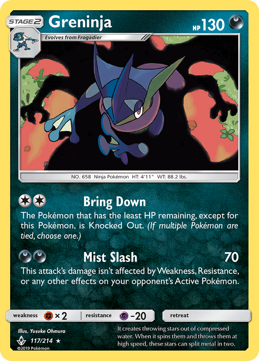 Greninja 117 Sun & Moon: Unbroken Bonds Holo Rare Near Mint