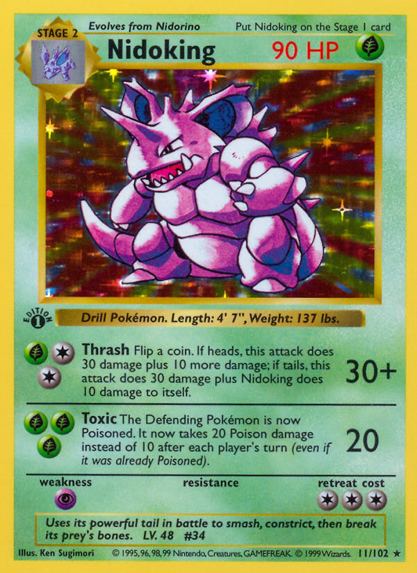 Nidoking 011 Base Set (Shadowless) Holo Rare
