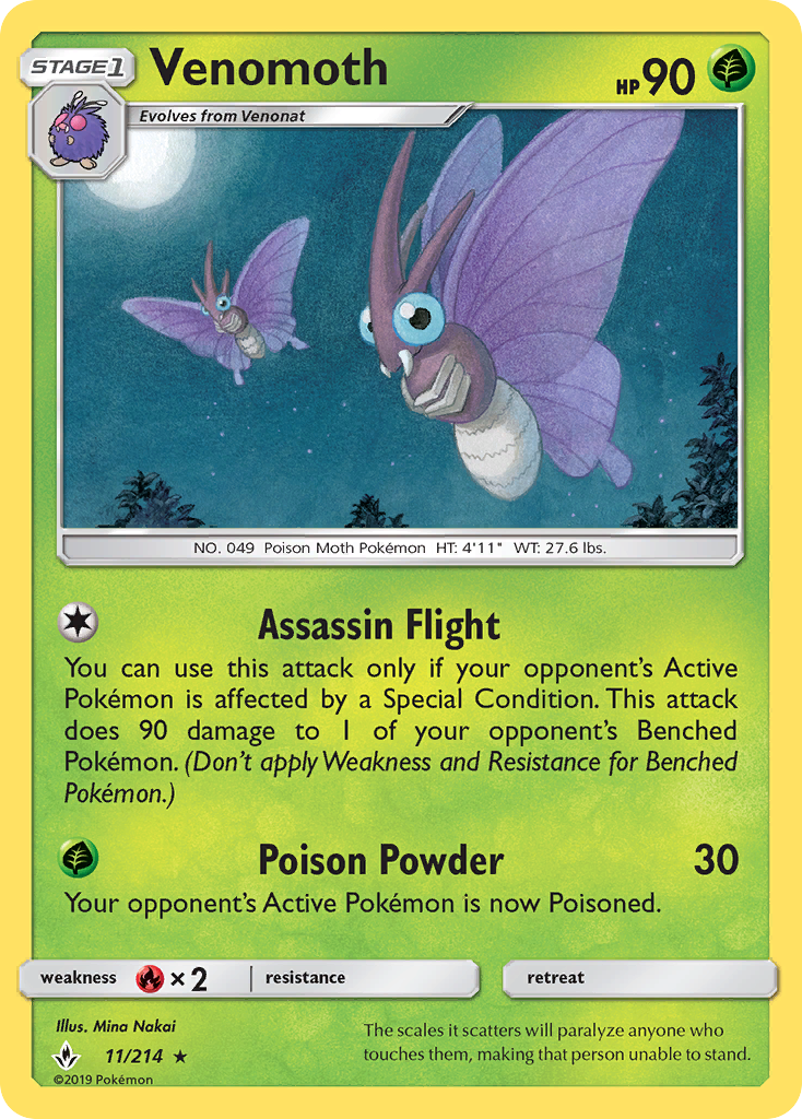 Venomoth 11 SM - Unbroken Bonds Rare