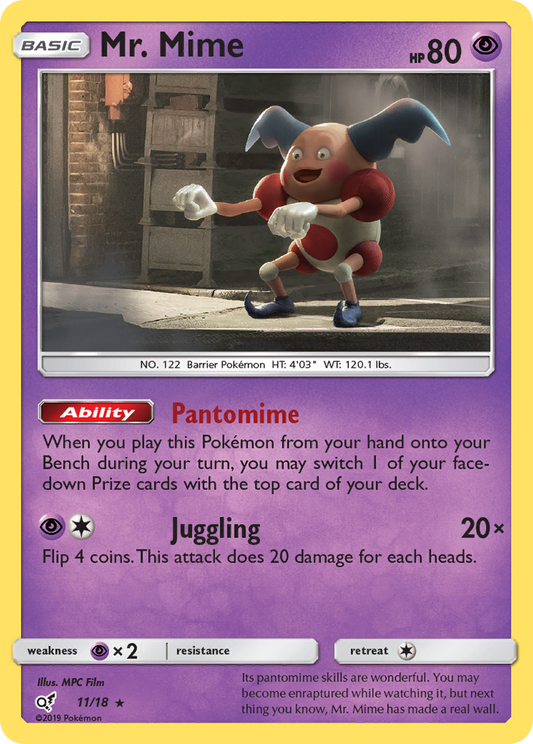 Mr. Mime 11 Detective Pikachu Rare Lightly Played