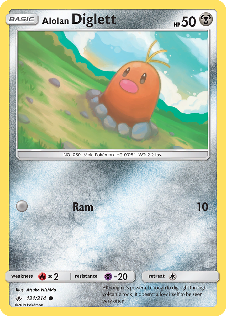 Alolan Diglett 121 SM - Unbroken Bonds Common Lightly Played