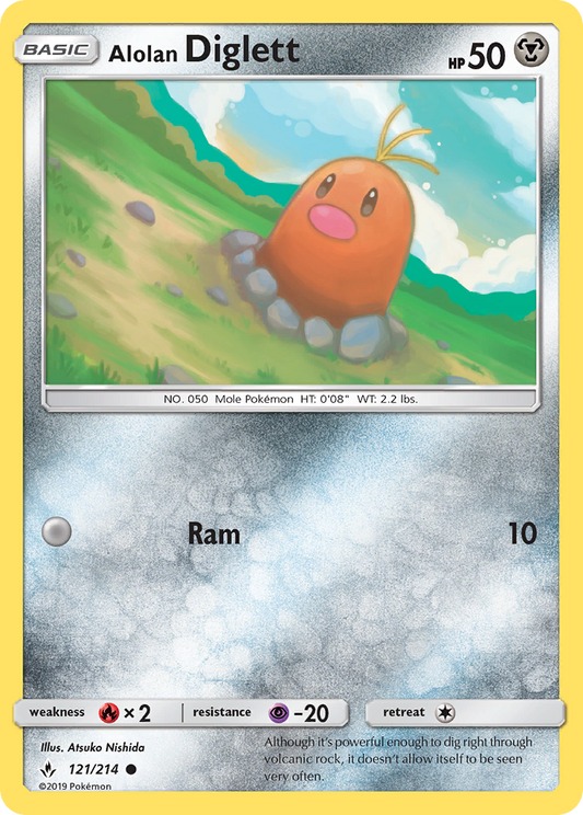 Alolan Diglett 121 SM - Unbroken Bonds Common Lightly Played