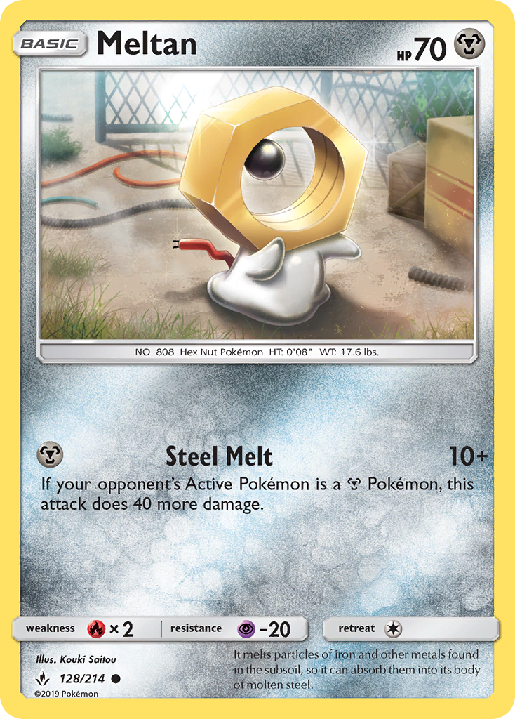 Meltan 128 SM - Unbroken Bonds Common Lightly Played