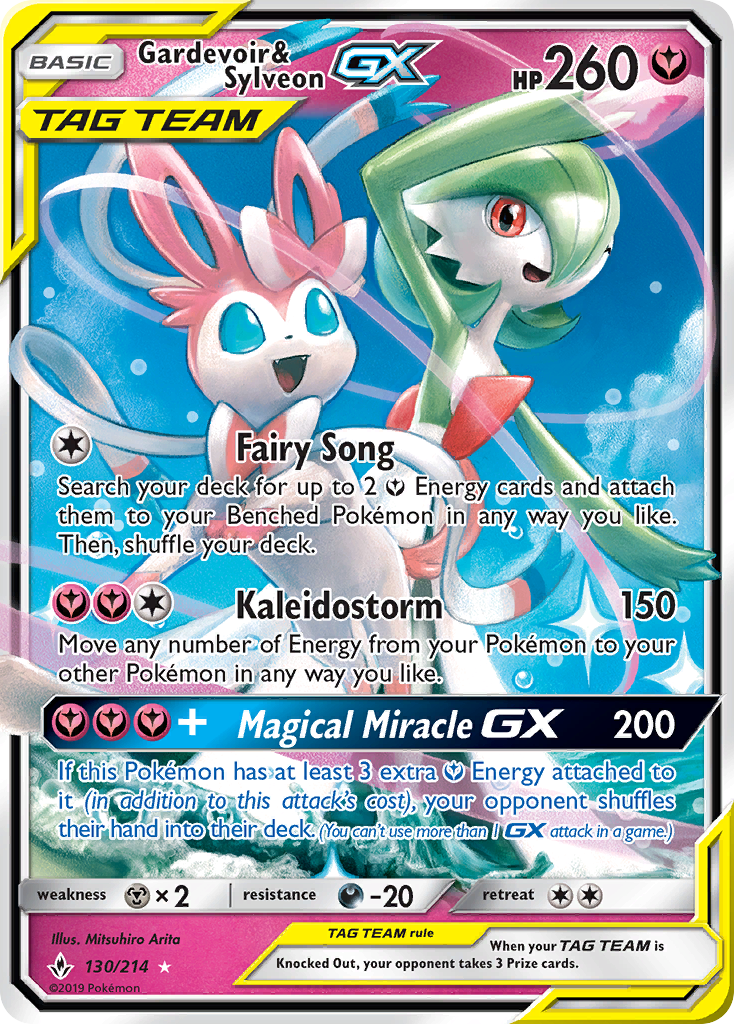 Gardevoir & Sylveon GX 130 SM - Unbroken Bonds Ultra Rare Lightly Played