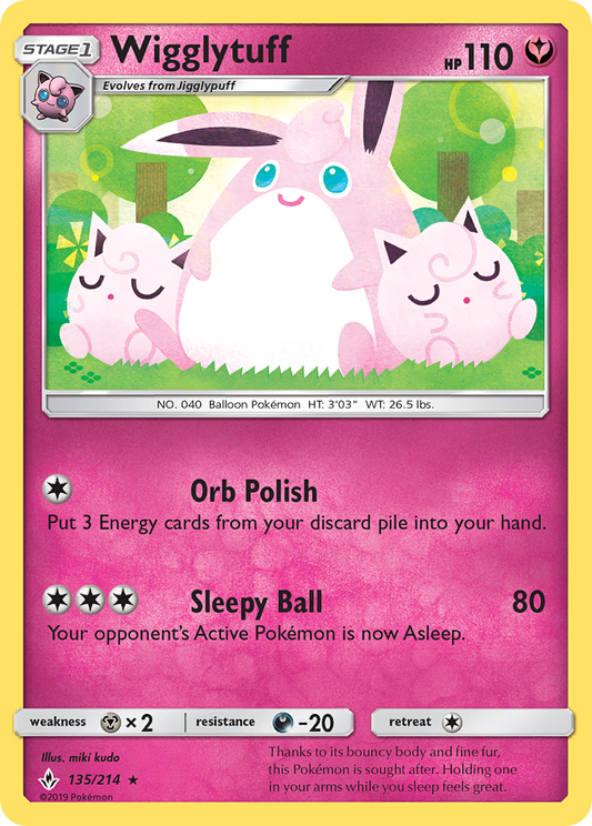 Wigglytuff 135 Sun & Moon: Unbroken Bonds Rare Near Mint