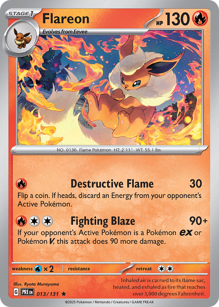 Flareon 013 SV: Prismatic Evolutions Rare Lightly Played