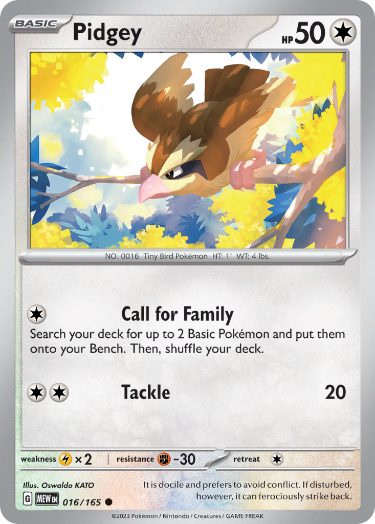Pidgey 016 SV: Scarlet & Violet 151 Common Lightly Played