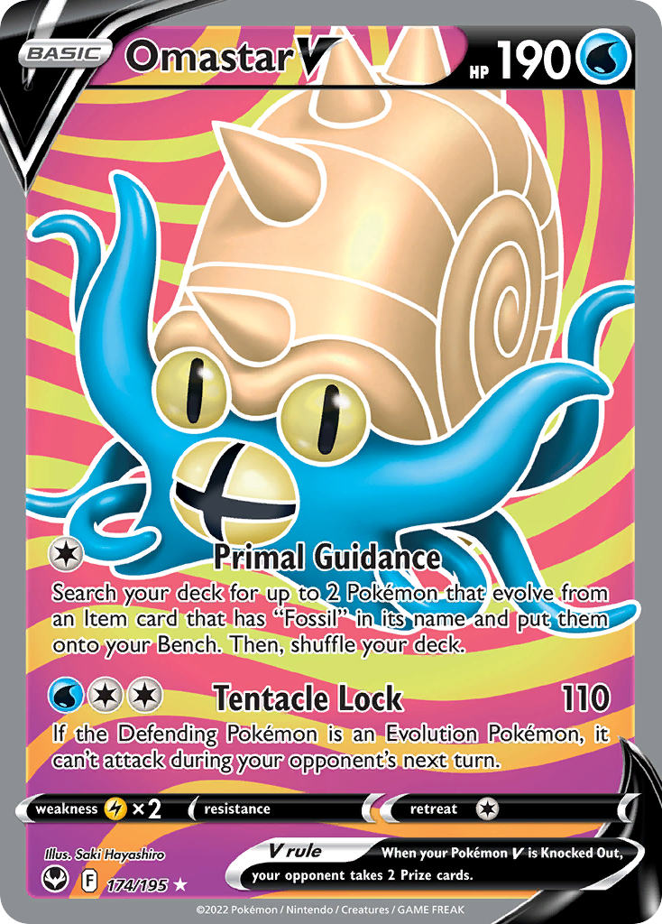 Omastar V 174 SWSH12: Silver Tempest Ultra Rare Lightly Played