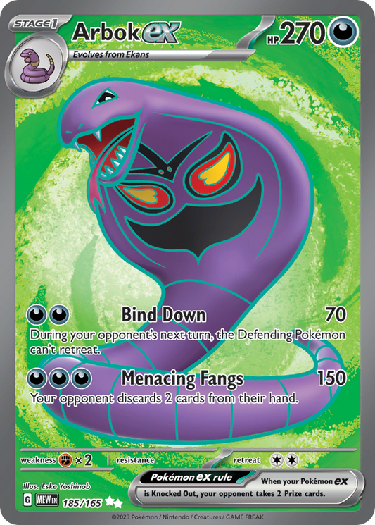Arbok ex 185 SV: Scarlet & Violet 151 Ultra Rare Lightly Played